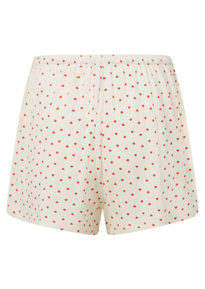 Lorna Jane With Love Lounge Shorts - Mini Heart Print Cream