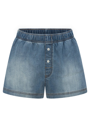 Lorna Jane Off Duty Washed Denim Shorts - Washed Light Blue