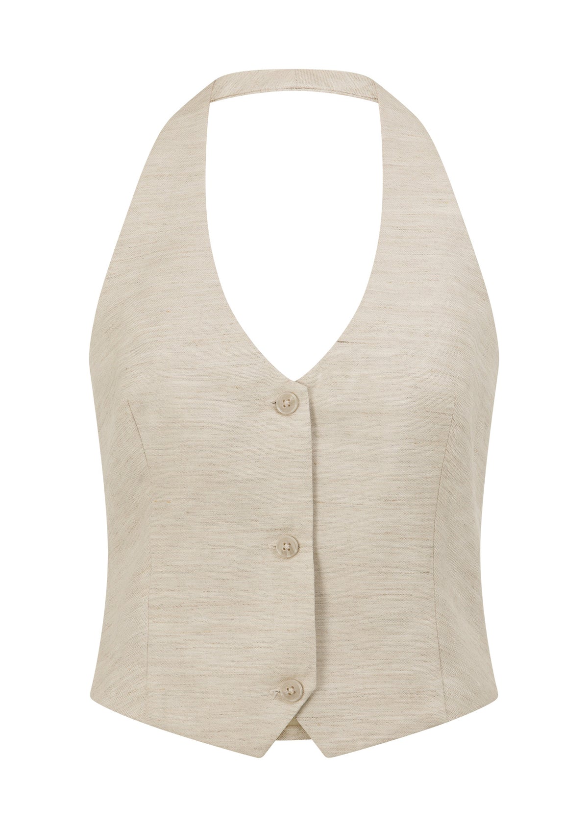 Lorna Jane Hamptons Linen Halter Vest - Natural Marl