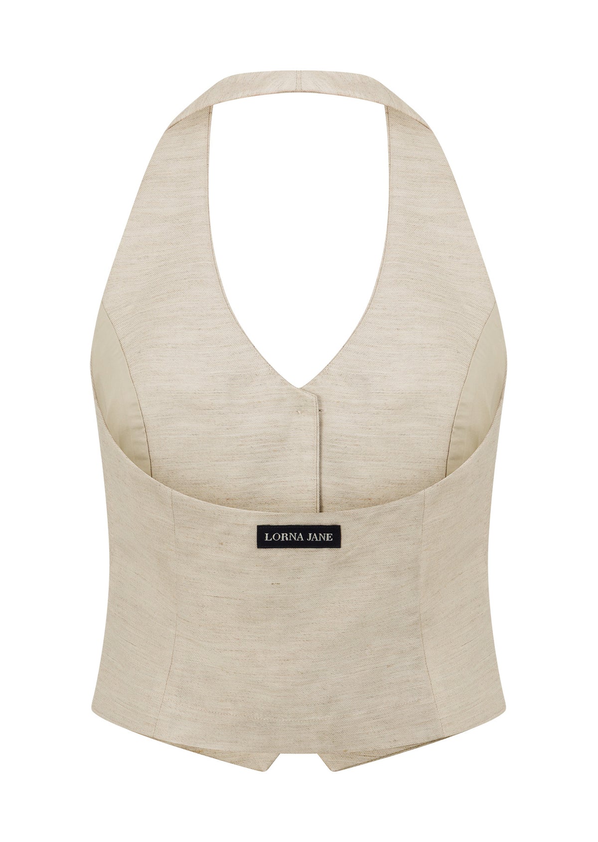 Lorna Jane Hamptons Linen Halter Vest - Natural Marl