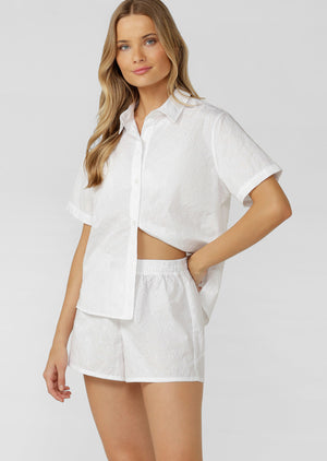 Lorna Jane Cherish Broderie Short Sleeve Shirt - White