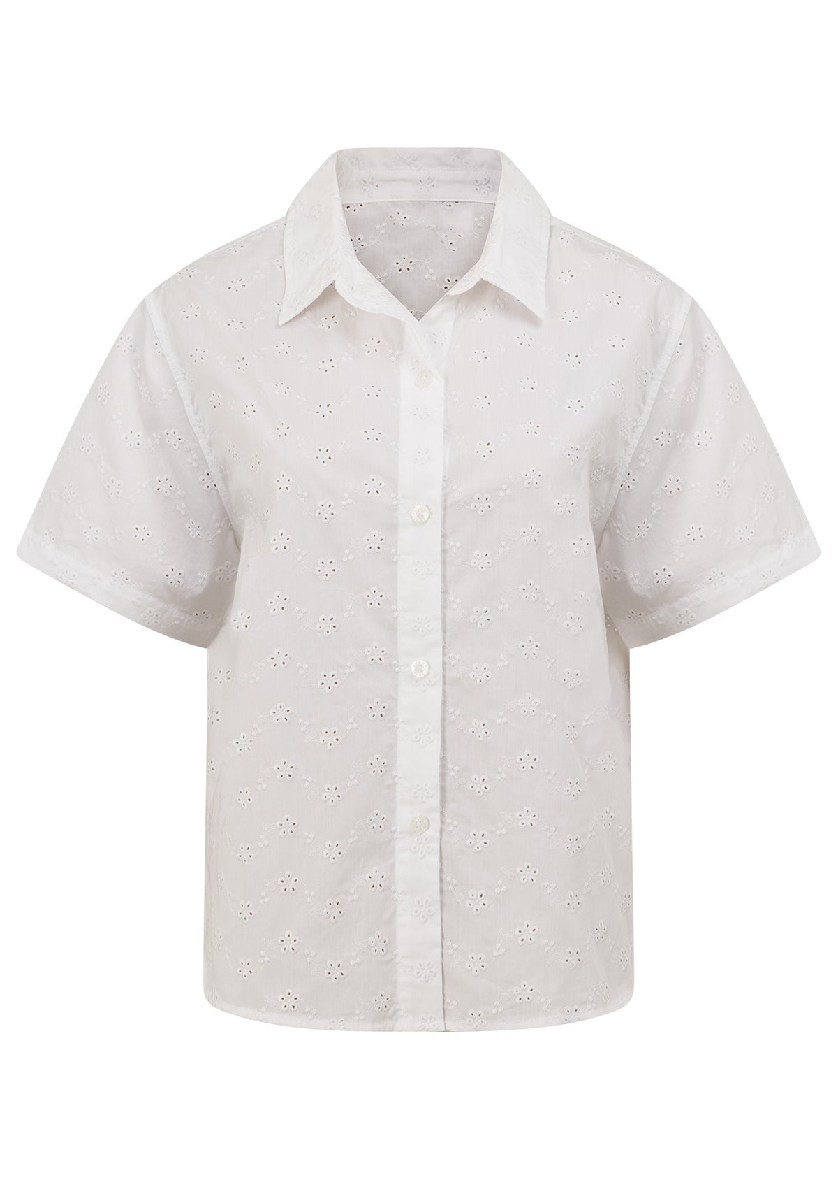 Lorna Jane Cherish Broderie Short Sleeve Shirt - White