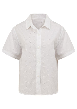 Lorna Jane Cherish Broderie Short Sleeve Shirt - White