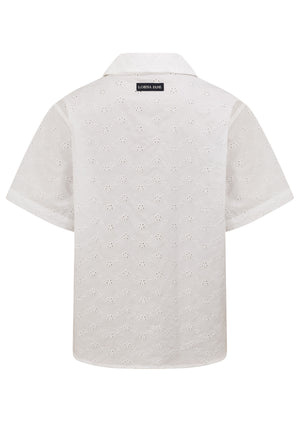 Lorna Jane Cherish Broderie Short Sleeve Shirt - White