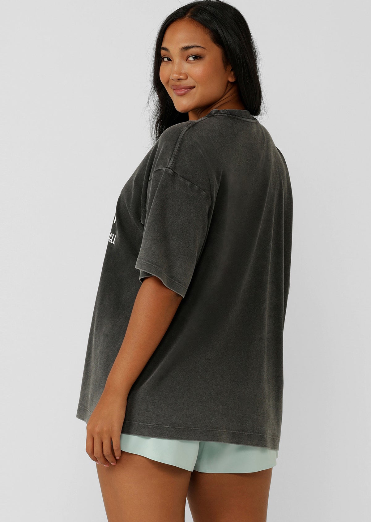 Lorna Jane Sport Club Washed Boyfriend T-Shirt - Washed Black