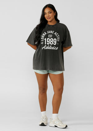 Lorna Jane Sport Club Washed Boyfriend T-Shirt - Washed Black