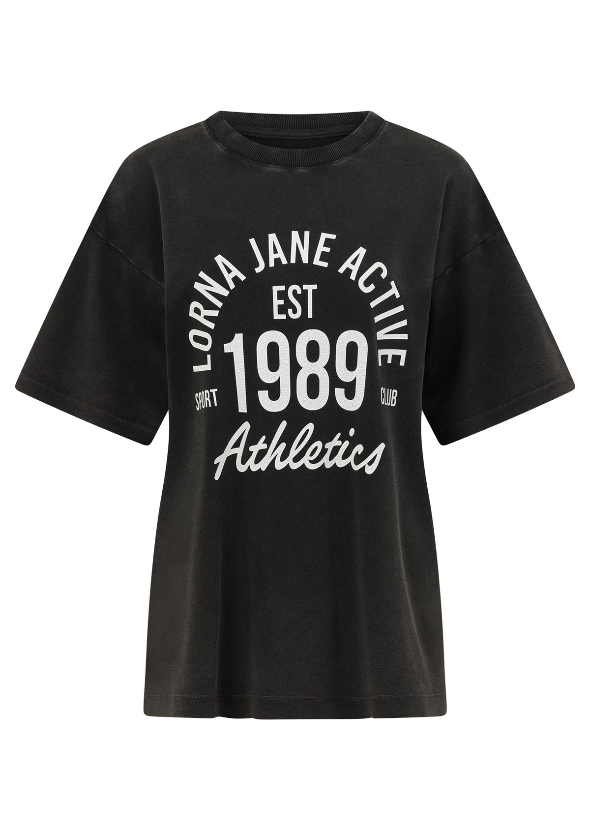 Lorna Jane Sport Club Washed Boyfriend T-Shirt - Washed Black