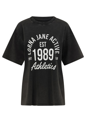 Lorna Jane Sport Club Washed Boyfriend T-Shirt - Washed Black