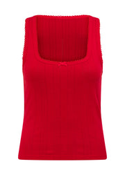 Lorna Jane Mi Amour Pointelle Tank - Rose Red