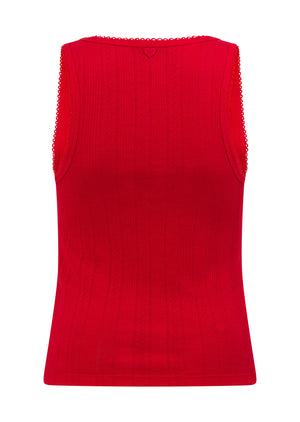 Lorna Jane Mi Amour Pointelle Tank - Rose Red