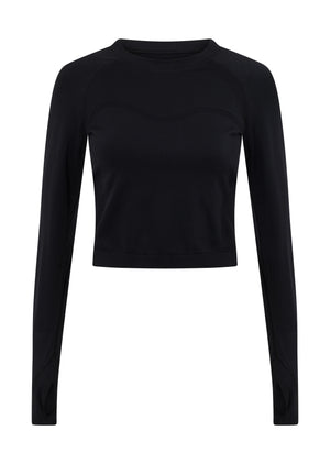Lorna Jane Dynamic Seamless Cropped Long Sleeve Top - Black