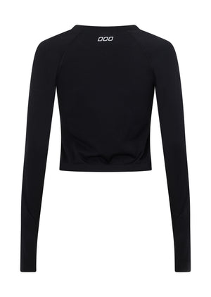 Lorna Jane Dynamic Seamless Cropped Long Sleeve Top - Black