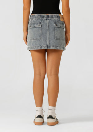 Lorna Jane Two Tone Denim Flashdance Skirt - Washed Denim
