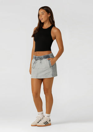 Lorna Jane Two Tone Denim Flashdance Skirt - Washed Denim