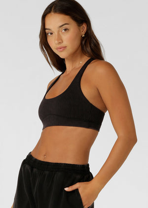 Lorna Jane Never Better Washed Seamless Sports Bra - Washed Black