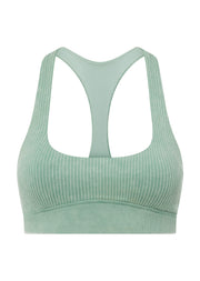 Lorna Jane Never Better Washed Seamless Sports Bra - Washed Green Juice