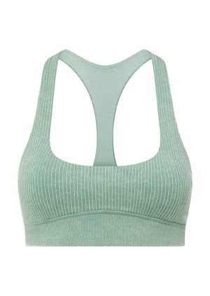 Lorna Jane Never Better Washed Seamless Sports Bra - Washed Green Juice