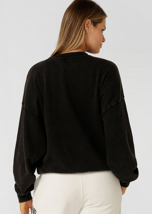 Lorna Jane New Sport Washed Sweatshirt - Washed Black