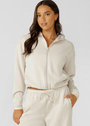 Lorna Jane Cloud Nine Spacer Zip Through Hoodie - Ivory