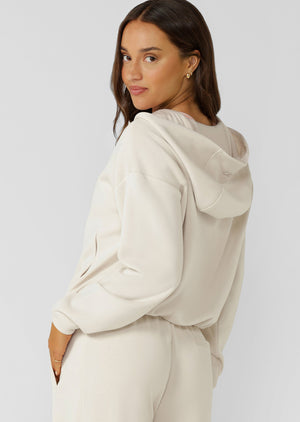 Lorna Jane Cloud Nine Spacer Zip Through Hoodie - Ivory