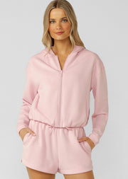 Lorna Jane Cloud Nine Spacer Zip Through Hoodie - Pale Peony