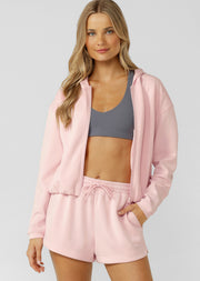Lorna Jane Cloud Nine Spacer Zip Through Hoodie - Pale Peony