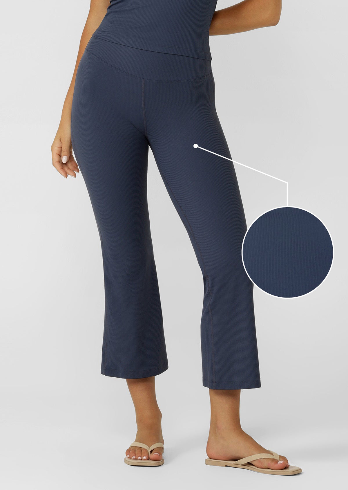 Lorna Jane Irresistible Luxe Active Rib Cropped Yoga Pants - Ash Blue