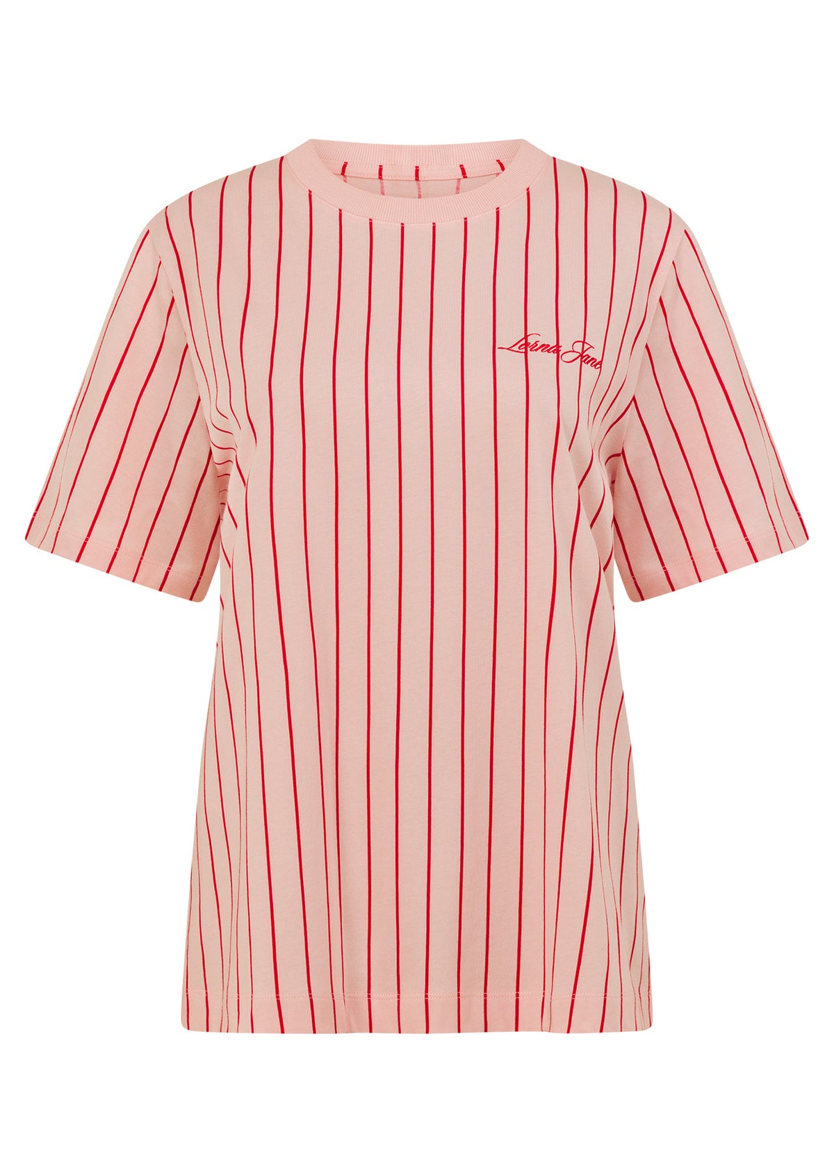 Lorna Jane Rally Day Relaxed T-Shirt - Pale Peony Pinstripe