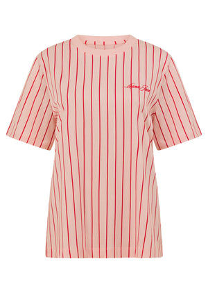 Lorna Jane Rally Day Relaxed T-Shirt - Pale Peony Pinstripe