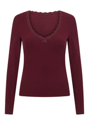 Lorna Jane In The Moment Long Sleeve Rib Top - Cranberry