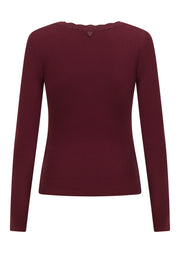 Lorna Jane In The Moment Long Sleeve Rib Top - Cranberry