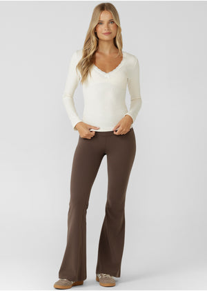 Lorna Jane In The Moment Long Sleeve Rib Top - Cream