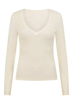 Lorna Jane In The Moment Long Sleeve Rib Top - Cream