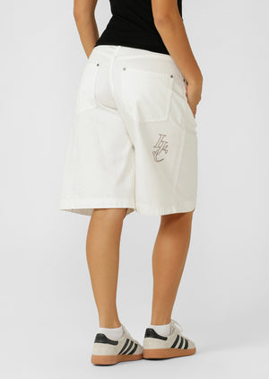 Lorna Jane Off Duty Vintage Wash Denim Shorts - Vintage White