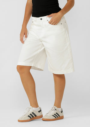 Lorna Jane Off Duty Vintage Wash Denim Shorts - Vintage White