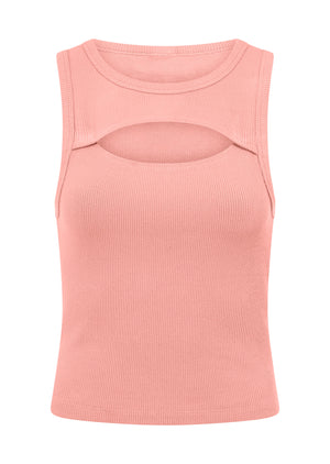 Lorna Jane Everyday Cut Out Rib Tank - Ash Rose