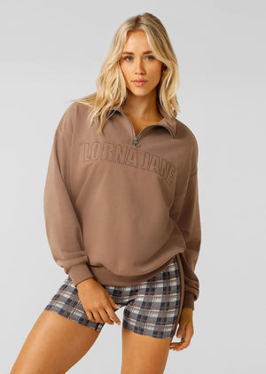 Lorna Jane Iconic Quarter Zip Sweat - Cedar