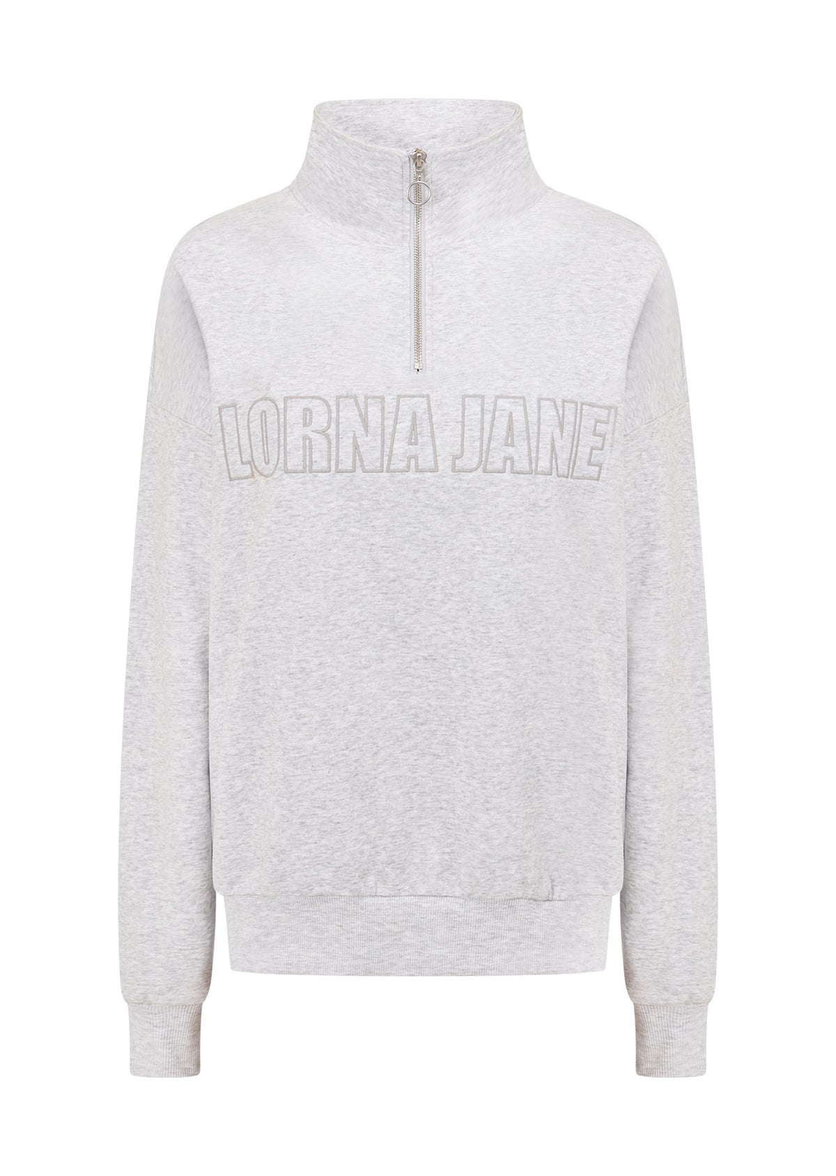 Lorna Jane Iconic Quarter Zip Sweat - Light Grey Marl