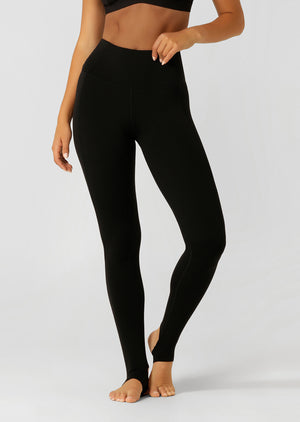 Lorna Jane Streamlined Full Length Stirrup Leggings - Black