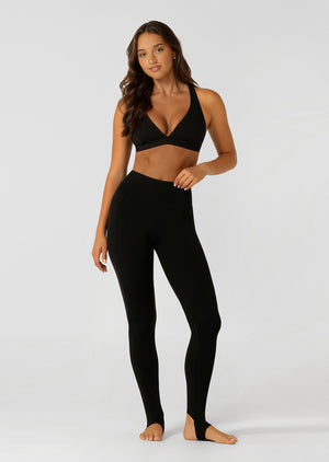 Lorna Jane Streamlined Full Length Stirrup Leggings - Black