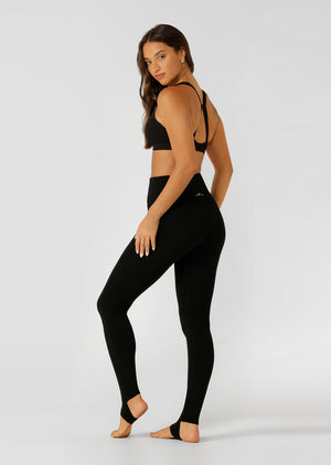 Lorna Jane Streamlined Full Length Stirrup Leggings - Black