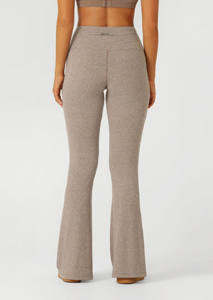 Lorna Jane Mindful Rib Full Length Flared Leggings - Bone Marl