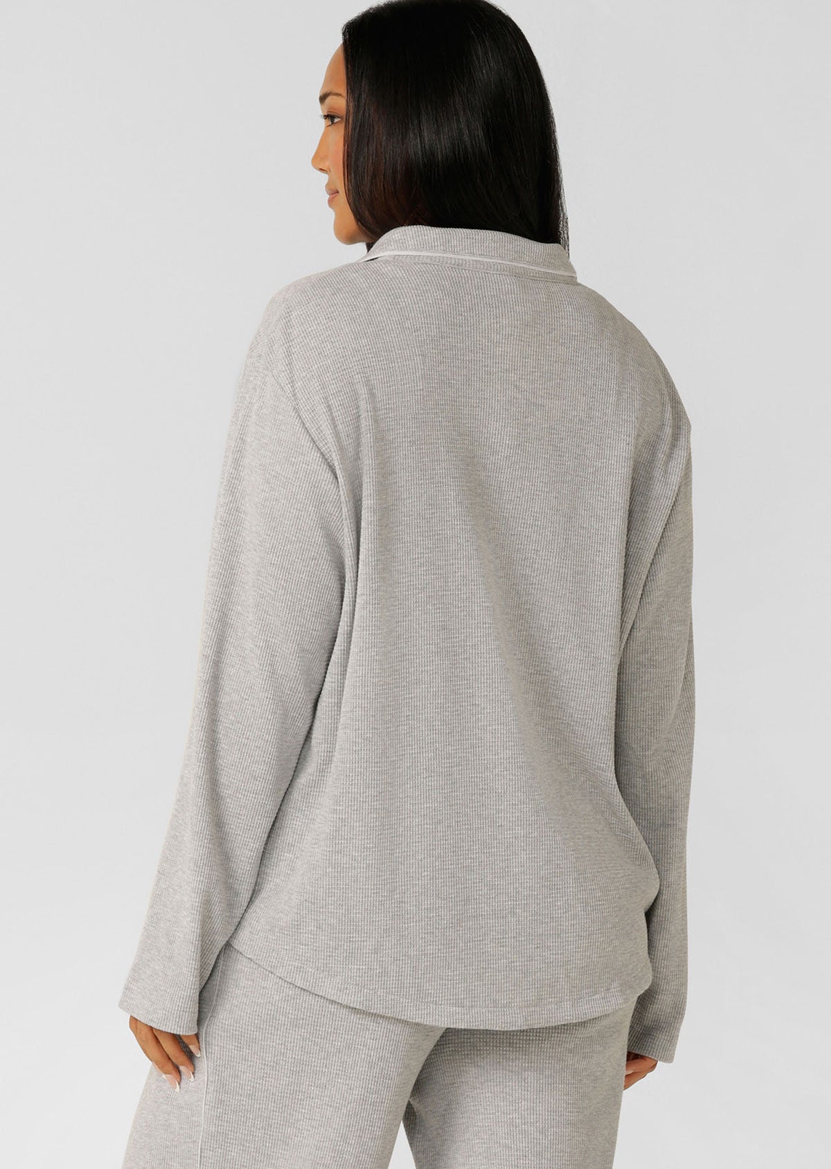 Lorna Jane Waffle Lounge Shirt - Grey Marl