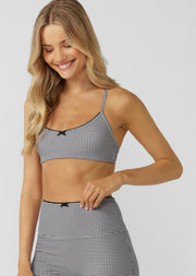 Lorna Jane Check On It Sports Bra - Greyscale Gingham Print