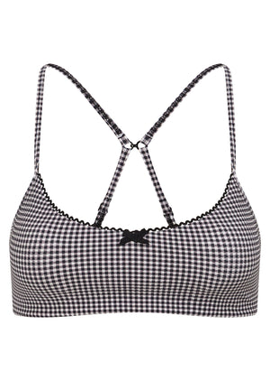 Lorna Jane Check On It Sports Bra - Greyscale Gingham Print