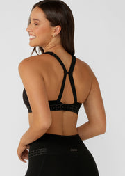 Lorna Jane Iconic Monogram High Support Sports Bra - Recycled Black