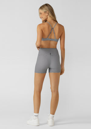 Lorna Jane Check On It 9cm Bike Shorts - Greyscale Gingham Print