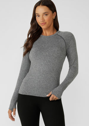 Lorna Jane Tempo Seamless Long Sleeve Top - Charcoal Marl