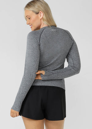 Lorna Jane Tempo Seamless Long Sleeve Top - Charcoal Marl