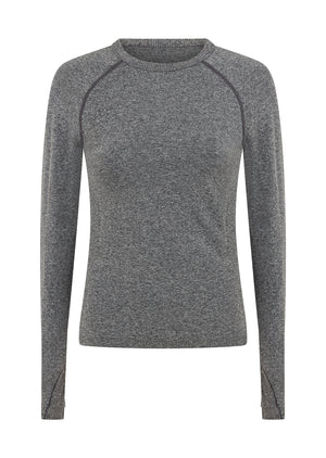 Lorna Jane Tempo Seamless Long Sleeve Top - Charcoal Marl